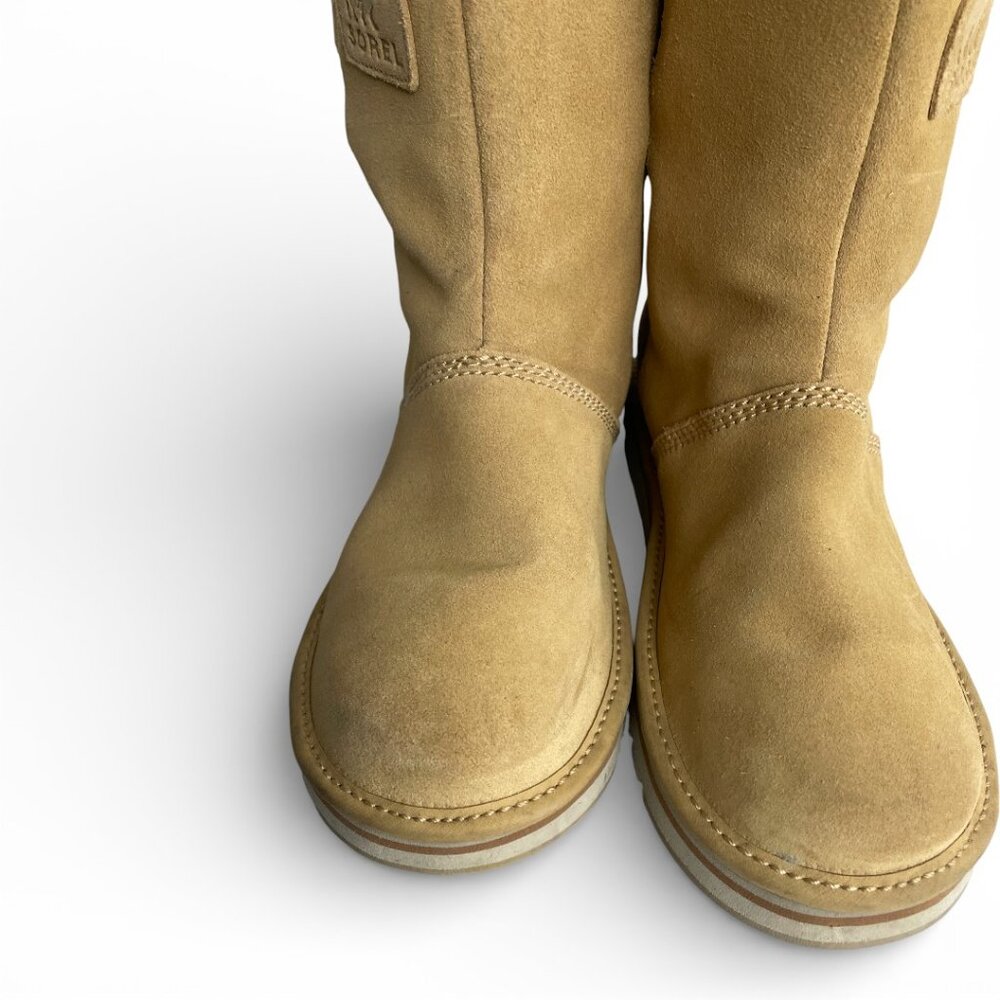 Sorel Campus Beige Tan Suede Leather Insulated Winter Boots NL2068-373 Women's 9 - Picture 4 of 14